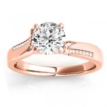 Diamond Pave Swirl Engagement Ring Setting 14k Rose Gold (0.13ct)
