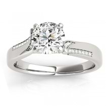 Diamond Pave Swirl Engagement Ring Setting 14k White Gold (0.13ct)
