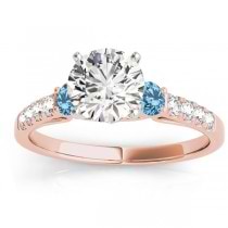 Diamond &  Blue Topaz Three Stone Engagement Ring 14k Rose Gold (0.43ct)