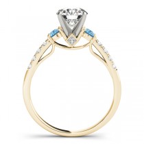 Diamond &  Blue Topaz Three Stone Engagement Ring 18k Yellow Gold (0.43ct)