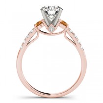 Diamond & Citrine Three Stone Engagement Ring 14k Rose Gold (0.43ct)