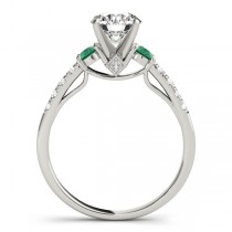 Diamond & Emerald Three Stone Engagement Ring 14k White Gold (0.43ct)