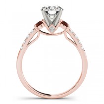 Diamond & Garnet Three Stone Engagement Ring 18k Rose Gold (0.43ct)