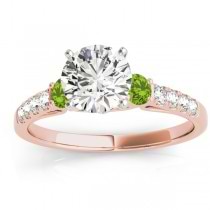 Diamond & Peridot Three Stone Engagement Ring 14k Rose Gold (0.43ct)
