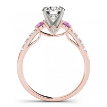 Diamond & Pink Sapphire Three Stone Engagement Ring 14k Rose Gold (0.43ct)