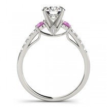 Diamond & Pink Sapphire Three Stone Engagement Ring 18k White Gold (0.43ct)
