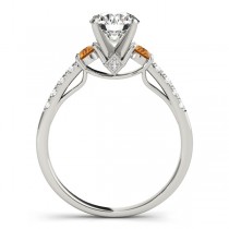 Diamond & Citrine Three Stone Bridal Set Ring Setting Palladium (0.55ct)