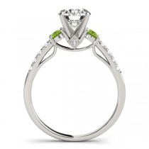 Diamond & Peridot Three Stone Bridal Set Ring Setting Platinum (0.55ct)