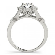 Diamond Accented Halo Flower Bridal Set in 14k White Gold (1.40ct)