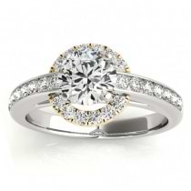 Halo Engagement Ring Setting Diamond Accented Shank 14k Y. Gold 0.38ct