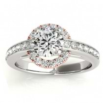 Diamond Halo Engagement Ring Setting Bridal Set 14k Rose Gold 0.63ct