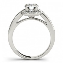 Diamond Halo Engagement Ring Setting Bridal Set 14k W. Gold 0.63ct