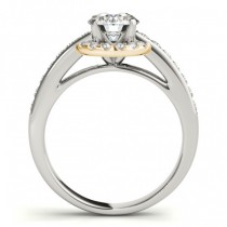 Diamond Halo Engagement Ring Setting Bridal Set 14k Y. Gold 0.63ct