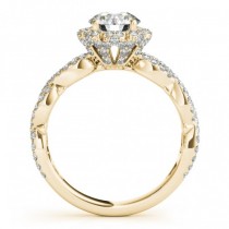 Twisted Halo Diamond Flower Engagement Ring Setting 18k Y. Gold 0.63ct