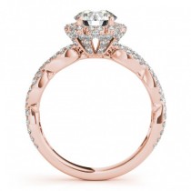 Halo Lab Grown Diamond Engagement & Wedding Rings Bridal Set 14k R. Gold 0.83ct