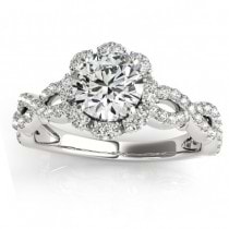 Halo Diamond Engagement & Wedding Rings Bridal Set Palladium 0.83ct