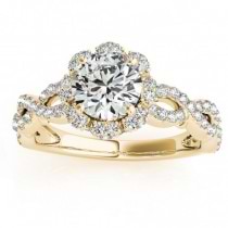 Halo Diamond Engagement & Wedding Rings Bridal Set 14k Y. Gold 0.83ct