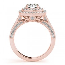 Square Double Halo Diamond Engagement Ring 14k Rose Gold 2.00ct