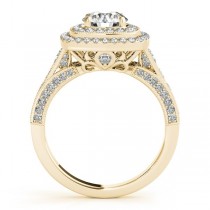 Square Double Halo Diamond Engagement Ring 14k Yellow Gold 2.00ct