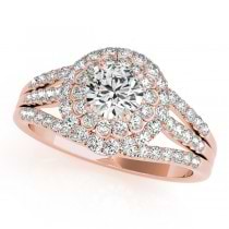 Fairy Tale Double Halo Diamond Engagement Ring 14k Rose Gold (1.13ct)