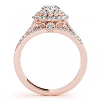 Fairy Tale Double Halo Diamond Engagement Ring 14k Rose Gold (1.13ct)
