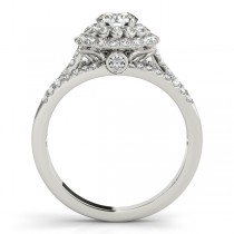 Fairy Tale Double Halo Diamond Engagement Ring 14k White Gold (1.13ct)