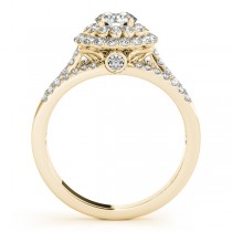 Fairy Tale Double Halo Diamond Engagement Ring 14k Yellow Gold 1.13ct