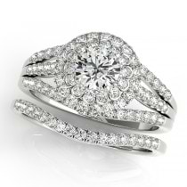 Fairy Tale Diamond Engagement Ring & Band Bridal Set 14k W Gold 1.25ct