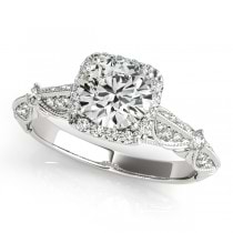 Diamond Square Halo Art Deco Engagement Ring 18k White Gold (1.31ct)