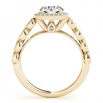 Amethyst & Diamond Halo Engagement Ring 14K Yellow Gold (0.36ct)