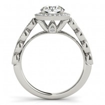 Blue Sapphire & Diamond Halo Engagement Ring 14K White Gold (0.36ct)
