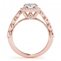 Diamond Halo Swirl Engagement Ring Setting 14K Rose Gold (0.36ct)