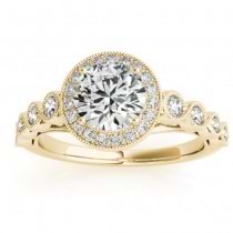 Diamond Halo Swirl Engagement Ring Setting 14K Yellow Gold (0.36ct)