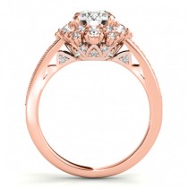 Diamond Halo Round Engagement Ring Setting 14k Rose Gold (1.01ct)