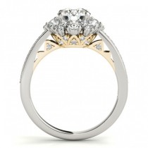 Diamond Halo Round Engagement Ring Setting 14k Two Tone Gold (1.01ct)