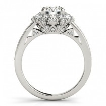 Diamond Halo Round Engagement Ring Setting 18k White Gold (1.01ct)