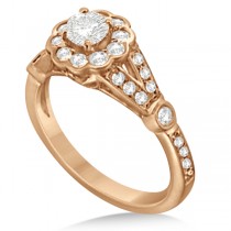 Halo Diamond Flower Engagement Ring Setting in 14k Rose Gold (0.50ct)