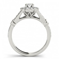 Halo Diamond Flower Engagement Ring Setting in 14k White Gold (0.50ct)