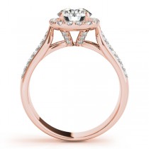 Three Row Round Halo Diamond Engagement Ring 18k Rose Gold (1.75ct)