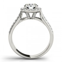 Three Row Round Halo Diamond Engagement Ring 18k White Gold (1.75ct)