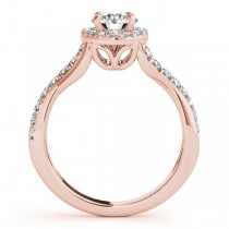 Twisted Shank Halo Diamond Engagement Ring Setting 14k R. Gold 0.30ct