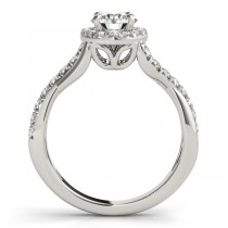 Twisted Shank Halo Diamond Engagement Ring Setting 14k W. Gold 0.30ct