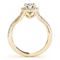 Twisted Shank Halo Diamond Engagement Ring Setting 14k Y. Gold 0.30ct