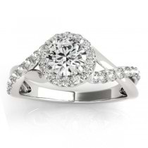 Diamond Twisted Halo Engagement Ring Setting 18k White Gold (0.33ct)