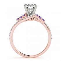 Diamond & Amethyst Bypass Engagement Ring 14k Rose Gold (0.45ct)