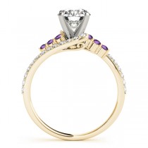 Diamond & Amethyst Bypass Engagement Ring 14k Yellow Gold (0.45ct)
