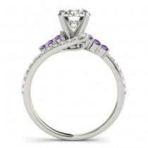 Diamond & Amethyst Bypass Engagement Ring 18k White Gold (0.45ct)