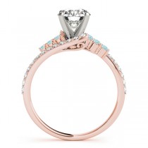 Diamond & Aquamarine Bypass Engagement Ring 14k Rose Gold (0.45ct)