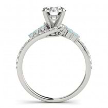 Diamond & Aquamarine Bypass Engagement Ring 14k White Gold (0.45ct)
