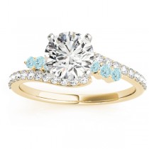 Diamond & Aquamarine Bypass Bridal Set 14k Yellow Gold (0.74ct)